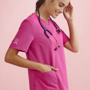 Womens Pink V-Neck Scrub Top