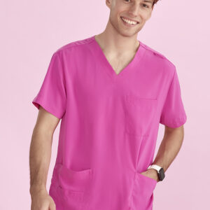 Unisex Pink V-Neck Scrub Top