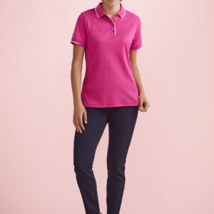 Womens Pink Short Sleeve Polo