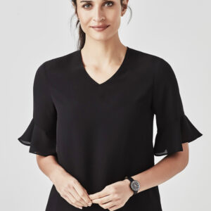 Womens Aria Fluted Sleeve Blouse