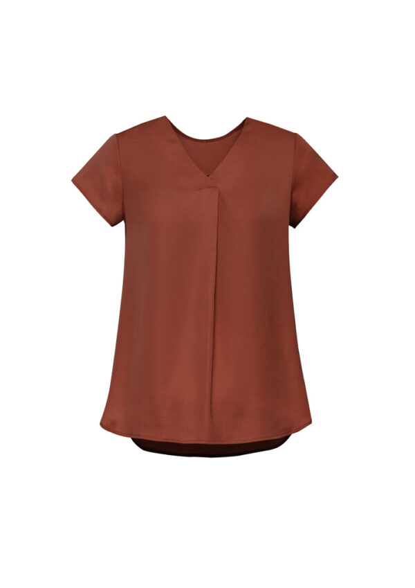 Womens Kayla V-Neck Pleat Blouse