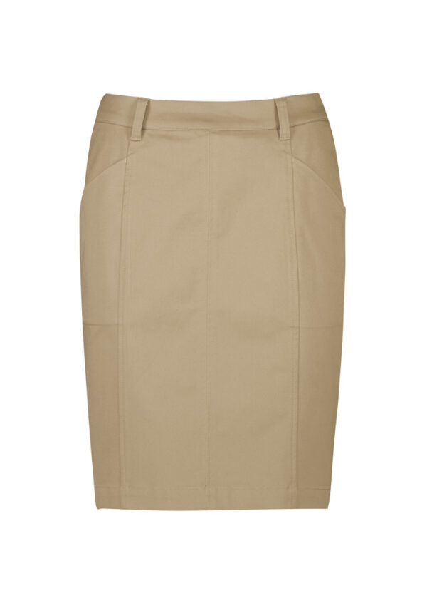 Womens Mid Waist Stretch Chino Skirt