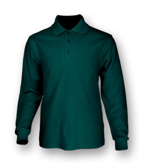 BOCINI Plain Colour Poly Face Cotton Backing Long Sleeve Polo CP1604