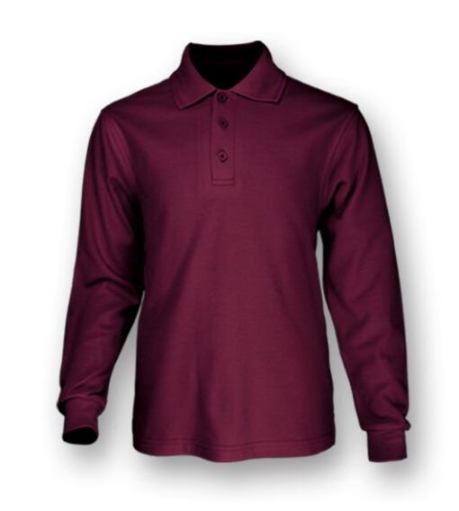 BOCINI Plain Colour Poly Face Cotton Backing Long Sleeve Polo CP1604