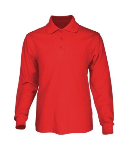 BOCINI Plain Colour Poly Face Cotton Backing Long Sleeve Polo CP1604