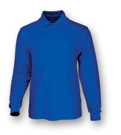 BOCINI Plain Colour Poly Face Cotton Backing Long Sleeve Polo CP1604