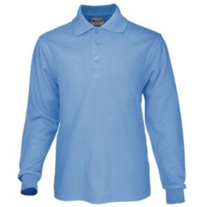 BOCINI Kids Plain Colour Poly Face Cotton Backing Long Sleeve Polo CP1605