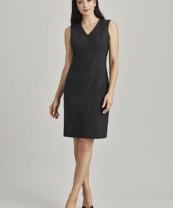 Womens Comfort Wool Stretch Sleeveless V-Neck Dress