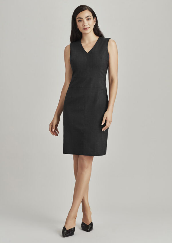 Womens Comfort Wool Stretch Sleeveless V-Neck Dress