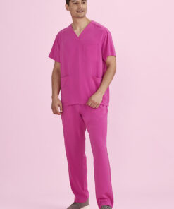 Unisex Pink V-Neck Scrub Pant