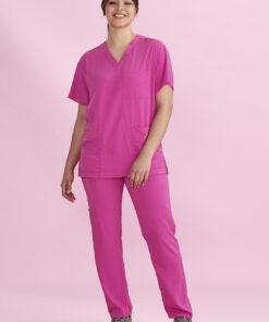 Unisex Pink V-Neck Scrub Pant