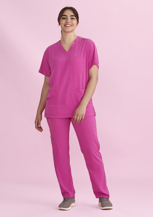 Unisex Pink V-Neck Scrub Pant