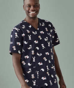 Mens Printed Best Friends Scrub Top