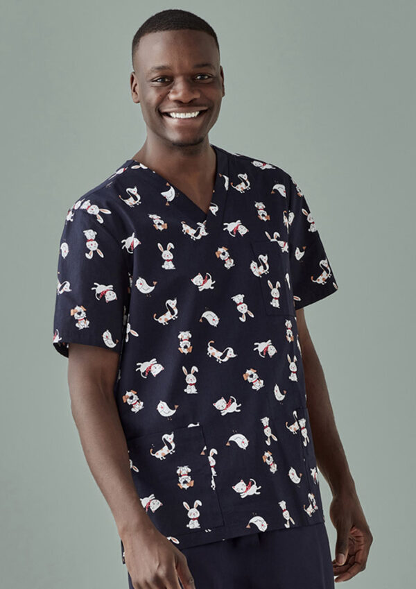 Mens Printed Best Friends Scrub Top