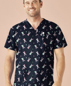 Mens Easter V-Neck Short Sleeve Scrub Top