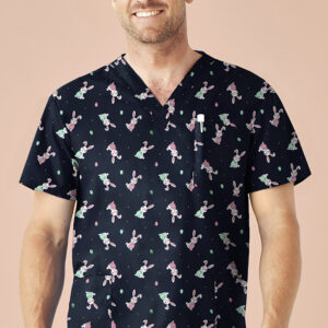 Mens Easter V-Neck Short Sleeve Scrub Top