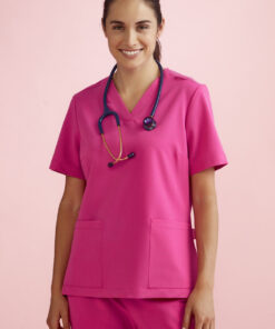 Womens Pink V-Neck Scrub Top