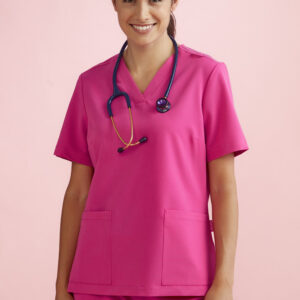 Womens Pink V-Neck Scrub Top