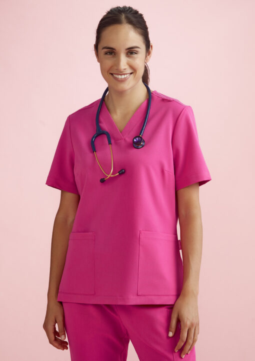 Womens Pink V-Neck Scrub Top