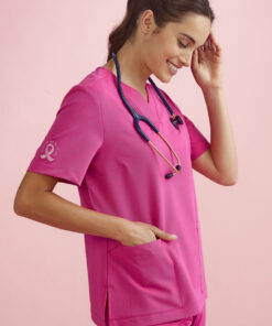 Womens Pink V-Neck Scrub Top