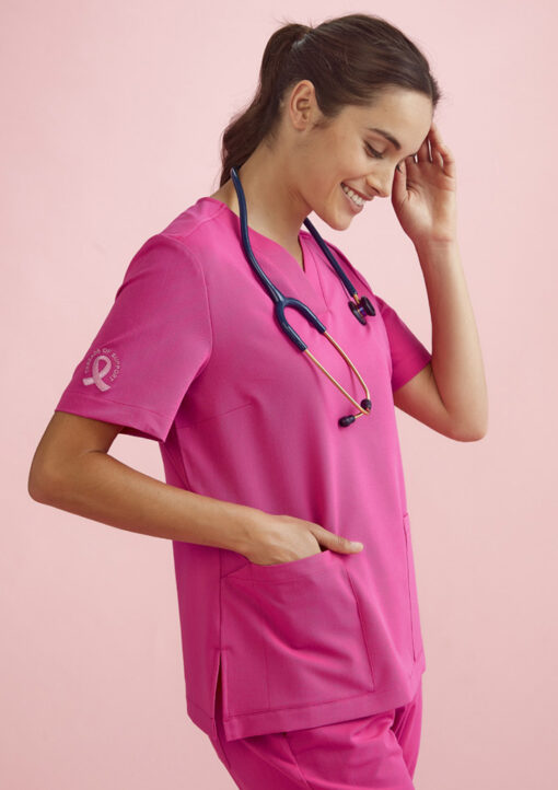 Womens Pink V-Neck Scrub Top