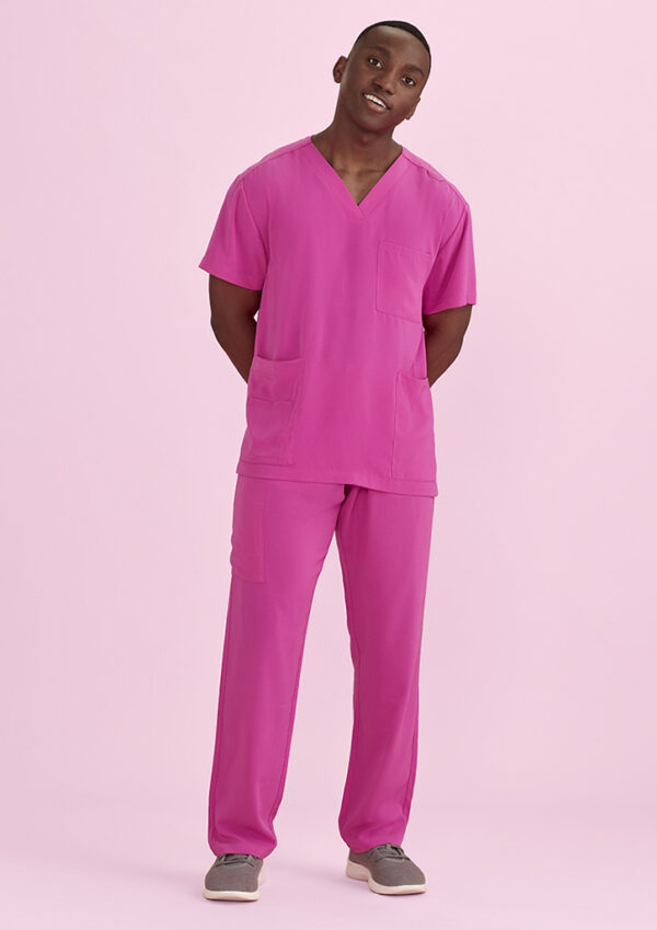 Unisex Pink V-Neck Scrub Top