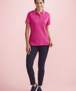 Womens Pink Short Sleeve Polo