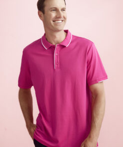 Mens Pink Short Sleeve Polo