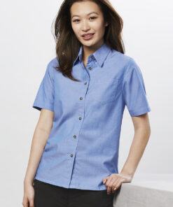 Womens Chambray Short Sleeve Shirt