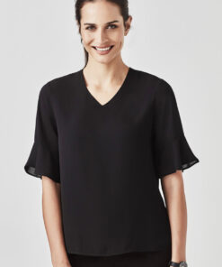 Womens Aria Fluted Sleeve Blouse