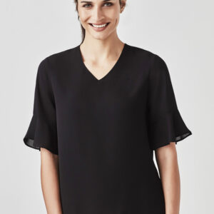 Womens Aria Fluted Sleeve Blouse