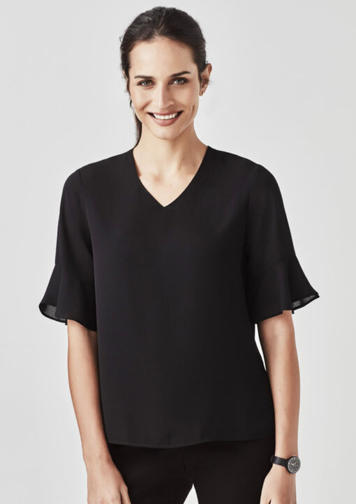 Womens Aria Fluted Sleeve Blouse