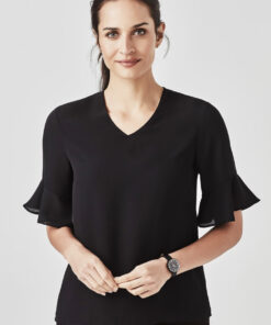 Womens Aria Fluted Sleeve Blouse