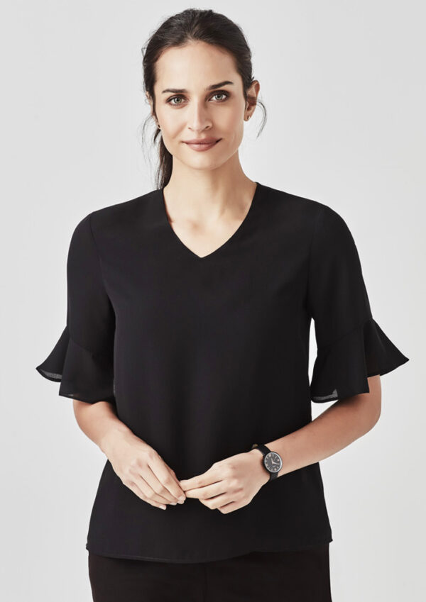 Womens Aria Fluted Sleeve Blouse