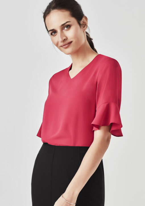 Womens Aria Fluted Sleeve Blouse