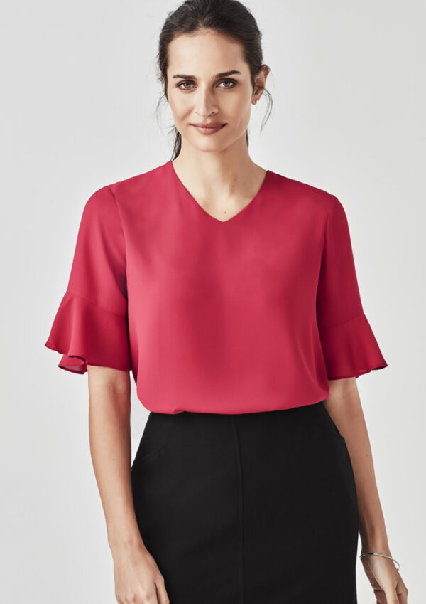 Womens Aria Fluted Sleeve Blouse