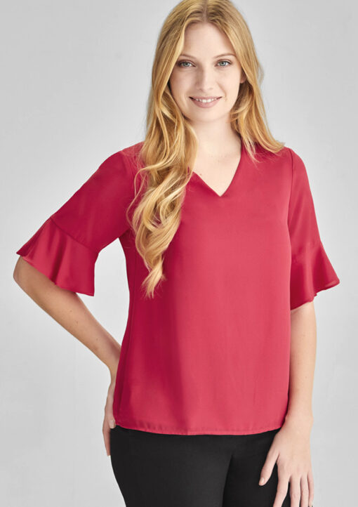 Womens Aria Fluted Sleeve Blouse