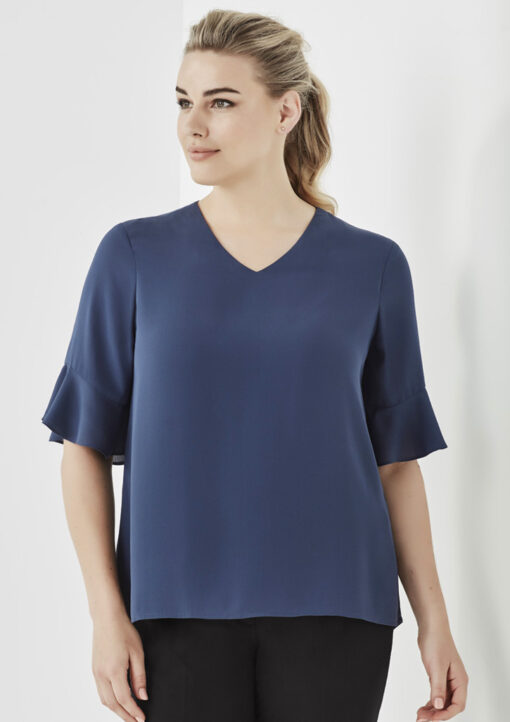 Womens Aria Fluted Sleeve Blouse