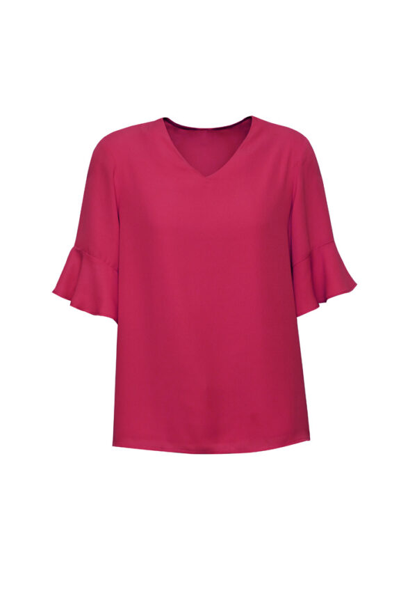 Womens Aria Fluted Sleeve Blouse