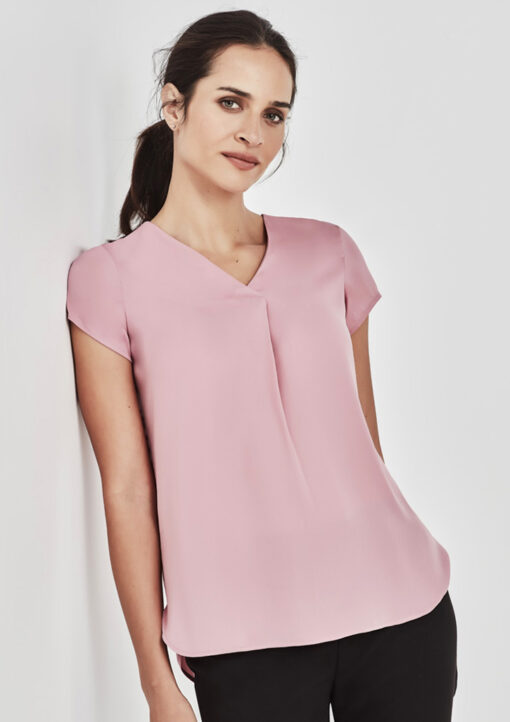 Womens Kayla V-Neck Pleat Blouse