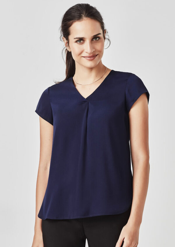 Womens Kayla V-Neck Pleat Blouse