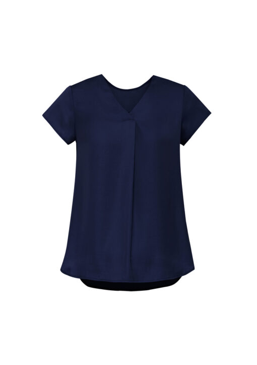 Womens Kayla V-Neck Pleat Blouse