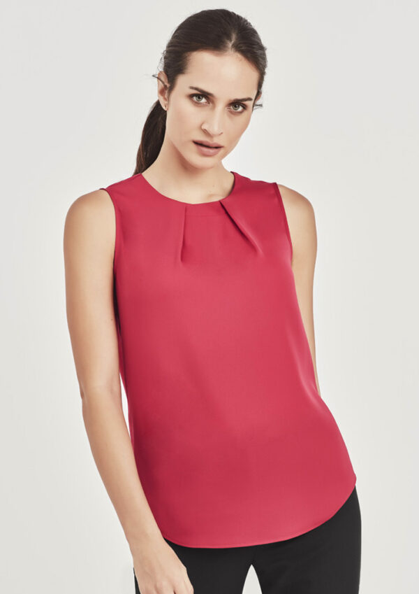 Womens Estelle Sleeveless Pleat Detail Blouse