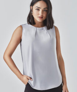 Womens Estelle Sleeveless Pleat Detail Blouse