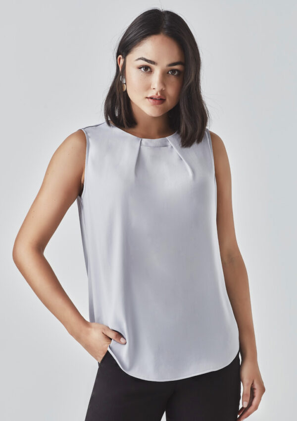 Womens Estelle Sleeveless Pleat Detail Blouse