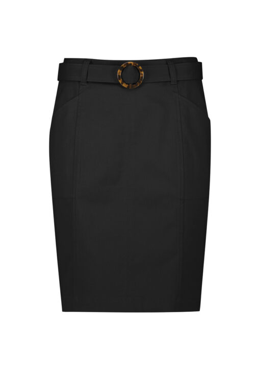 Womens Mid Waist Stretch Chino Skirt