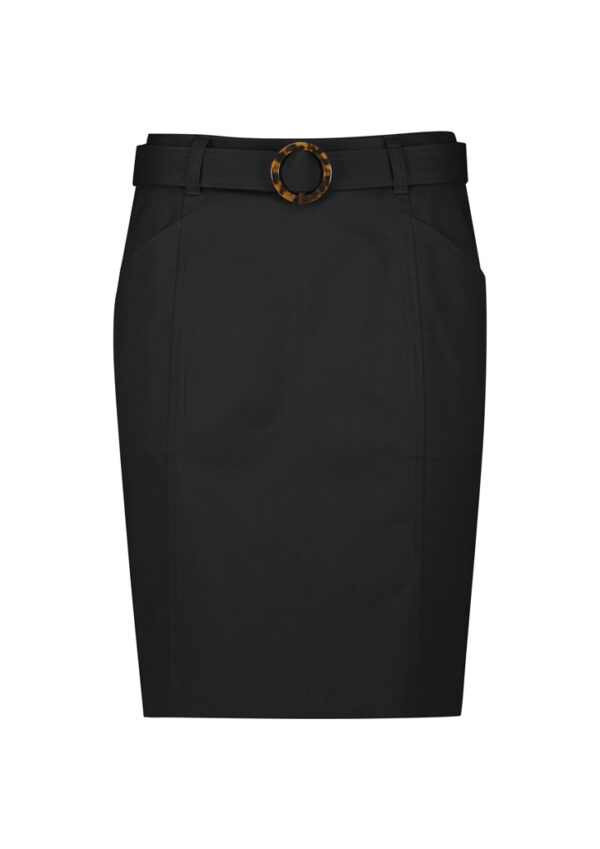 Womens Mid Waist Stretch Chino Skirt