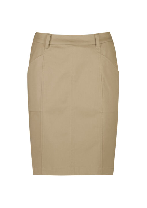 Womens Mid Waist Stretch Chino Skirt