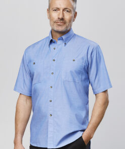 Mens Chambray Short Sleeve Shirt