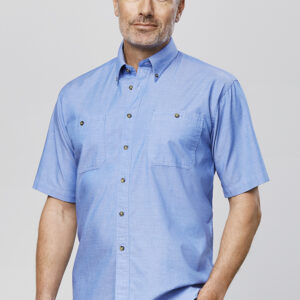 Mens Chambray Short Sleeve Shirt